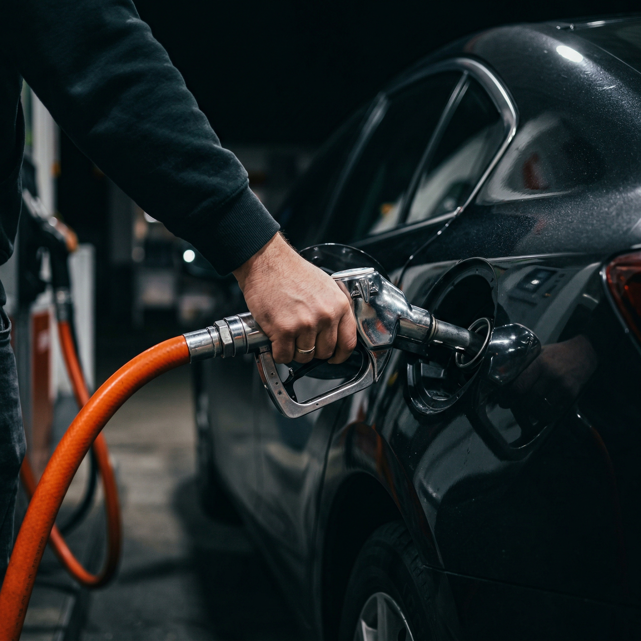 Cargando bencina en auto